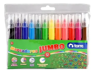 Marcadores Jumbo Torre 12 Colores Lavables Coral Claro