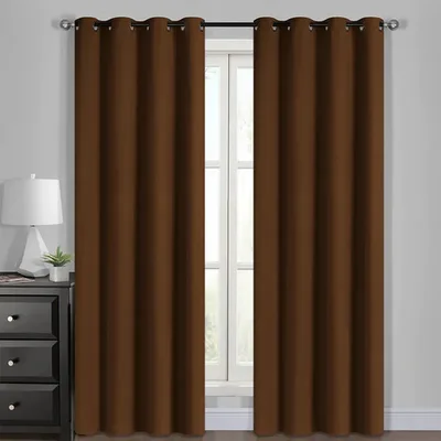 Set Cortinas Blackout 140x220 Poliéster Térmicas Chocolate