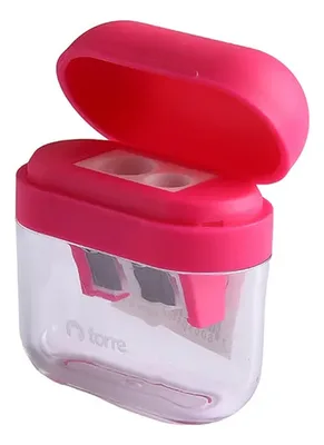 Sacapuntas Doble Plástico Con Depósito Rosado Coral Claro