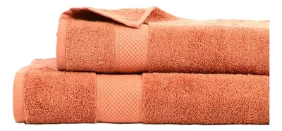 Set De Toallas Algodón 500 Grs Cara Y Baño Coral Claro