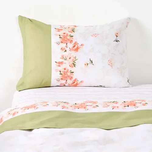 Set De Sábanas Estampadas 144 Hilos 1 Plaza Algodón Verde Oscuro