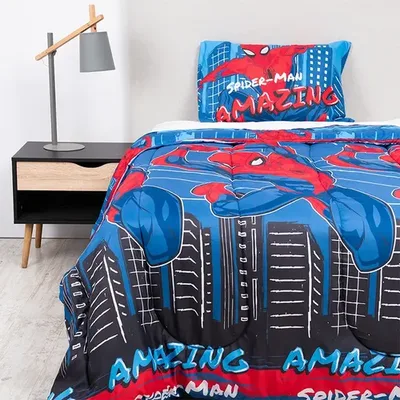 Plumón Microfibra Reversible 1.5 Plazas Spiderman Azul