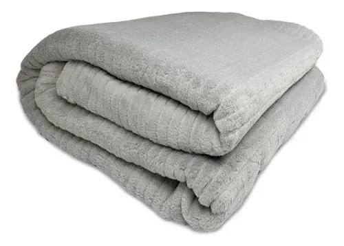 Frazada Flannel Térmica 2 Plazas Poliéster Gris