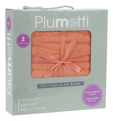 Set 2 Toallas Algodón 380 Grs Coral Plumetti Coral