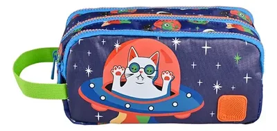 Estuche Escolar Roma Blue Space Cat Torre Azul