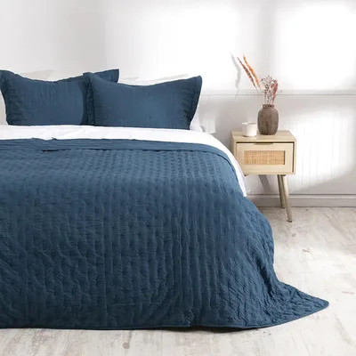 Quilt Ultra Sevilla Poliéster 3 Plazas Azul Azul