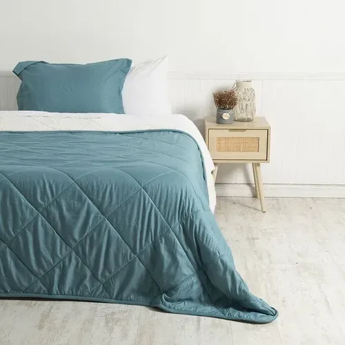Plumón Sherpa Microfibra Embossed 1.5 Plazas Celeste