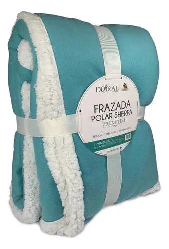 Frazada Polar Sherpa Premium 1.5 Plazas Térmica Celeste