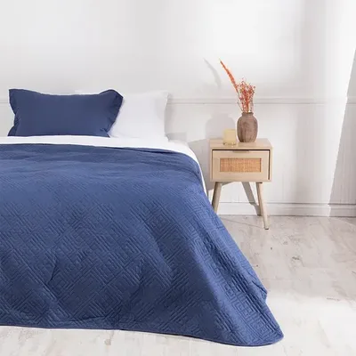 Quilt Cordoba Reversible 1.5 Plazas Poliéster Azul