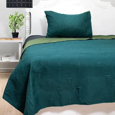 Quilt Hotpress Liso Bicolor 1.5 Plazas Poliéster Coral Claro