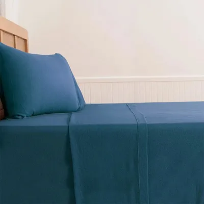 Set De Sábanas Polar Lisa 1.5 Plazas Azul Azul