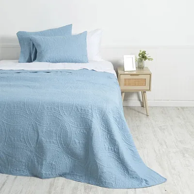 Quilt Portugal Super King Microfibra Reversible Azul