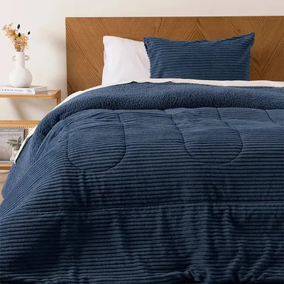 Plumón Corduroy Sherpa 1.5 Plazas Poliéster Azul