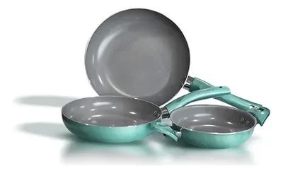 Set Sartenes Titanio Antiadherente Tripack Cocina Turquesa