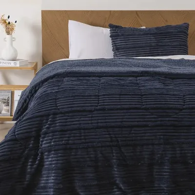 Plumón Corduroy Sherpa 1.5 Plazas Poliéster Azul