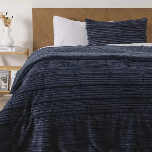 Plumón Corduroy Sherpa 1.5 Plazas Poliéster Azul