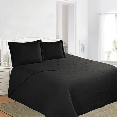 Quilt Juliett Liso 1.5 Plazas Poliéster Negro Negro