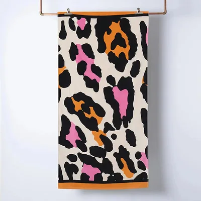 Toalla De Playa Algodón Velour 70x150cm Con Bolso Coral Claro