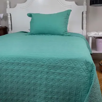 Quilt Velvety 1.5 Plaza Poliéster Menta Coral Claro