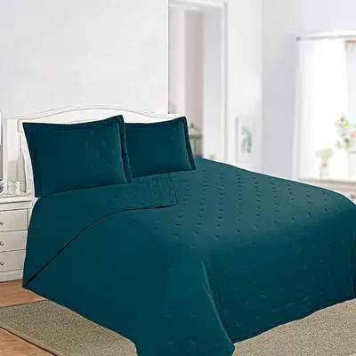 Quilt Juliett 2.5 Plazas Azul Petróleo Poliéster Azul Petróleo