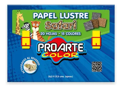 Papel Lustre Estampado Safari 20 Hojas Multicolor
