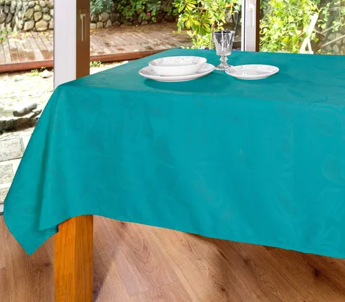 Mantel Jacquard Texturizado Rectangular Poliéster Turquesa