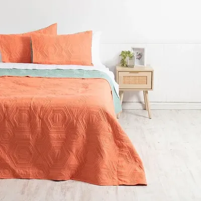 Quilt Bicolor Reversible 2 Plazas Poliéster Coral Claro