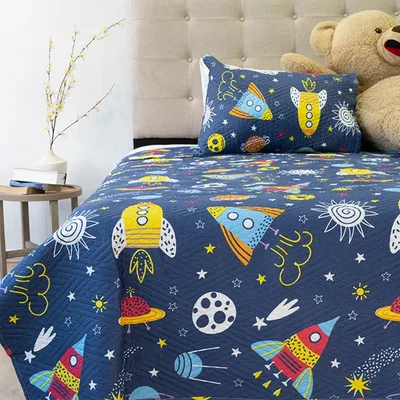 Quilt Infantil Estampado 1.5 Plazas Poliéster Coral Claro