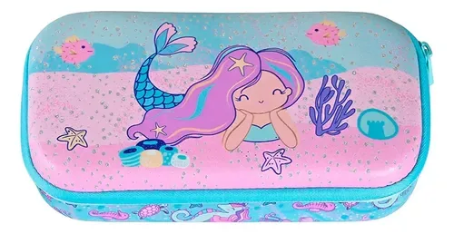 Estuche Escolar Trento Poliéster Compartimiento Coral Claro