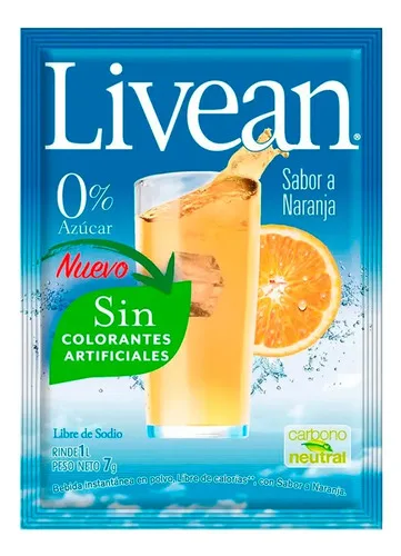 Jugo En Polvo Naranja Sabor Natural Livean