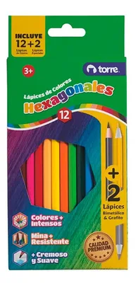 Lápiz Pasta Torre Set 14 Colores Hexagonal