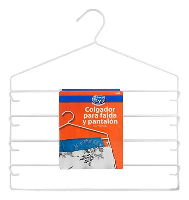 Colgador Falda Pantalón Pinzas Plastificadas Blanco