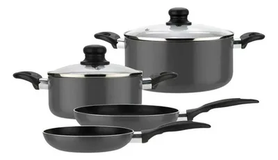 Batería Antiadherente Gourmet 6 Piezas Aluminio Gris