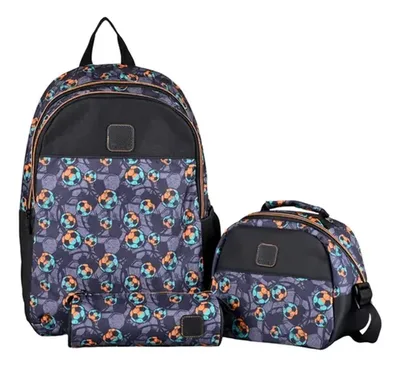 Mochila Escolar Táctica 25l Con Lonchera Y Estuche Negro