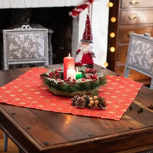 Carpeta De Mesa Estampado Poliéster 73x73cm Rojo