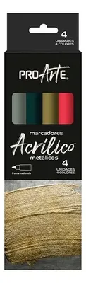 Marcadores Acrílicos Metalizados Punta Redonda Set 4
