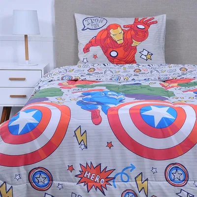 Plumón Microfibra Reversible 1.5 Plazas Avengers Coral Claro