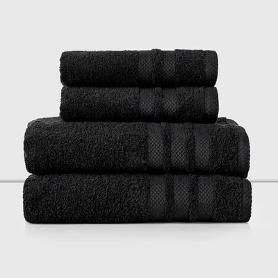 Set De Toallas 100% Algodón Baño Y Mano Negro