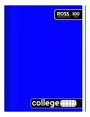Cuaderno Ross College Liso 100 Hojas Rayado 7mm Azul