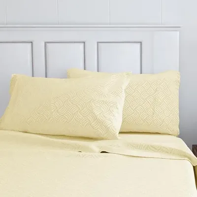Set De Sábanas Embossed Ondas 2.5 Plazas Poliéster Verde Oscuro