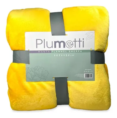 Manta Flannel Sherpa Poliéster Suave Amarillo Amarillo
