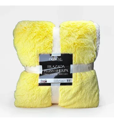 Frazada Plush Sherpa Térmica 1.5 Plazas Poliéster Amarillo