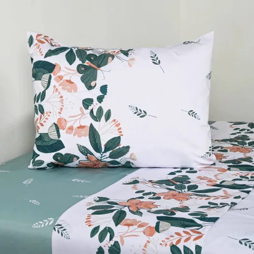 Set De Sábanas Estampadas 144 Hilos 1.5 Plazas Polycotton Turquesa