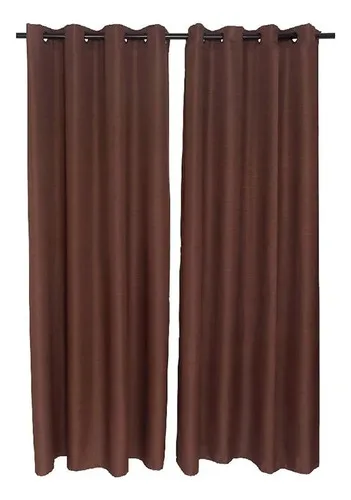 Cortina Continental Lino Poliéster 2 Paños Chocolate
