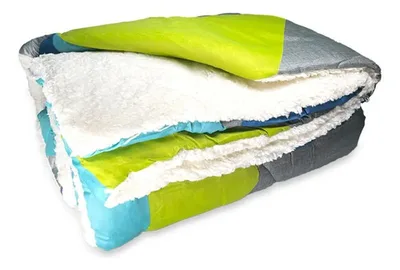 Plumón Sherpa Estampado 2.5 Plazas Con Fundas Coral Claro