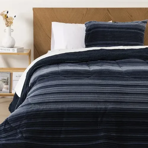 Plumón Corduroy Sherpa 1.5 Plazas Azul Poliéster Azul