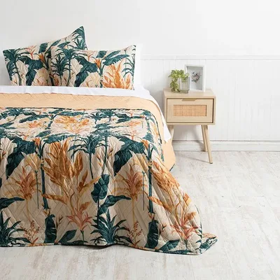 Quilt Estampado 2 Plazas Poliéster Con Fundas