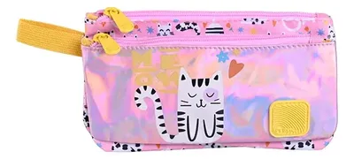 Estuche Escolar Estampado Friend Animal Multicompartimentos Coral Claro