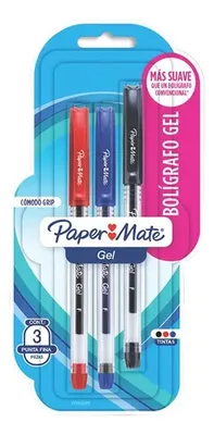 Bolígrafo Gel Paper Mate Set 3 Colores Básicos Amarillo