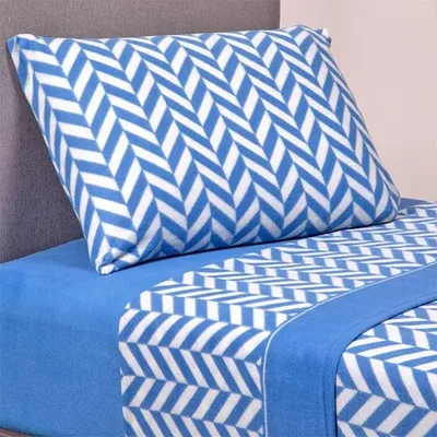 Set De Sábanas De Polar 2.5 Plazas Estampadas Azul